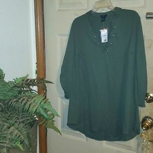 Green sheer blouse